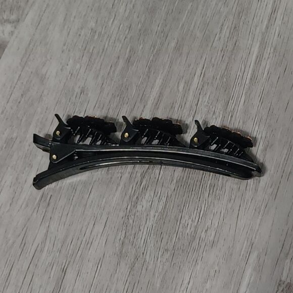 Gold and Blue Floral Black Hair Clip - Picture 3 of 3